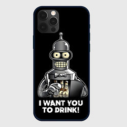 Чехол для iPhone 12 Pro Max Бендер - я хочу с тобой выпить, цвет: 3D-черный