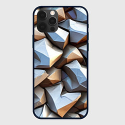 Чехол для iPhone 12 Pro Max Каменно металлическая абстракция, цвет: 3D-черный