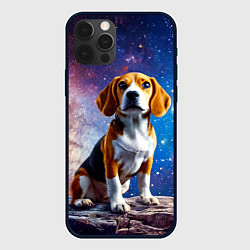Чехол для iPhone 12 Pro Max Бигль в космосе, цвет: 3D-черный