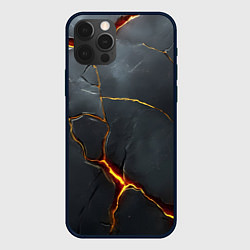 Чехол для iPhone 12 Pro Max Серая текстура с золотым изломом, цвет: 3D-черный