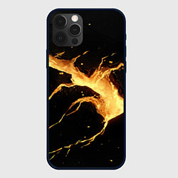 Чехол для iPhone 12 Pro Max Золотой разлом на черной плите текстура, цвет: 3D-черный