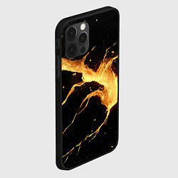 Чехол для iPhone 12 Pro Max Золотой разлом на черной плите текстура, цвет: 3D-черный — фото 2