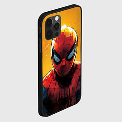 Чехол для iPhone 12 Pro Max Человек-паук оранжевый фон, цвет: 3D-черный — фото 2
