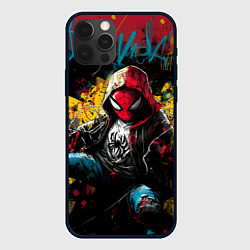 Чехол для iPhone 12 Pro Max Человек-паук на фоне граффити, цвет: 3D-черный