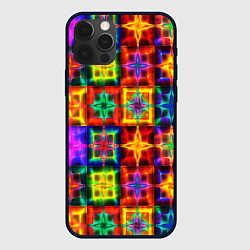 Чехол для iPhone 12 Pro Max Неоновое стекло абстракция, цвет: 3D-черный