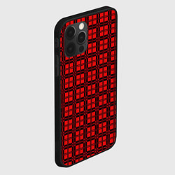 Чехол для iPhone 12 Pro Max Красно-коралловый клетка, цвет: 3D-черный — фото 2