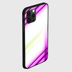 Чехол для iPhone 12 Pro Max Green white pink line, цвет: 3D-черный — фото 2