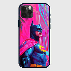 Чехол для iPhone 12 Pro Max Бэтмен в розовом стиле, цвет: 3D-черный