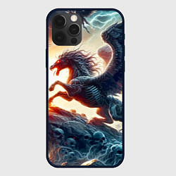 Чехол для iPhone 12 Pro Max Пегас тёмных сил - нейроарт, цвет: 3D-черный