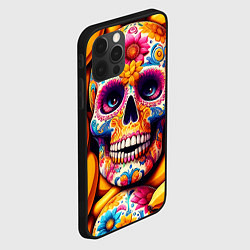 Чехол для iPhone 12 Pro Max Цветочный череп среди бананов - нейроарт, цвет: 3D-черный — фото 2
