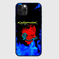 Чехол для iPhone 12 Pro Max Киберпанк голубой огонь, цвет: 3D-черный