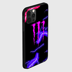 Чехол для iPhone 12 Pro Max Monster energy неоновый шторм, цвет: 3D-черный — фото 2