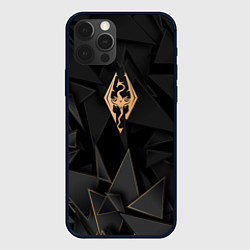 Чехол для iPhone 12 Pro Max Skyrim golden poly, цвет: 3D-черный