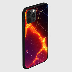 Чехол для iPhone 12 Pro Max Сине-оранжевые молнии текстура, цвет: 3D-черный — фото 2