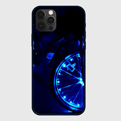 Чехол для iPhone 12 Pro Max Синяя подсветка колёс, цвет: 3D-черный