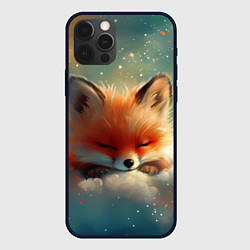 Чехол для iPhone 12 Pro Max Лисенок спит на облаке, цвет: 3D-черный