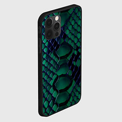 Чехол для iPhone 12 Pro Max Бирюзовая змеиная кожа, цвет: 3D-черный — фото 2