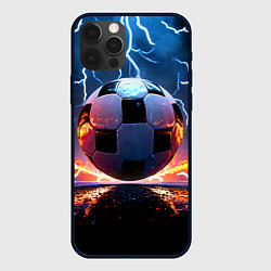 Чехол для iPhone 12 Pro Max Футбольный мяч в молниях, цвет: 3D-черный