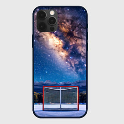 Чехол для iPhone 12 Pro Max Хоккейные ворота в ночи, цвет: 3D-черный