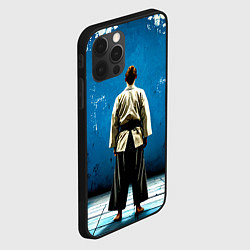 Чехол для iPhone 12 Pro Max Айкидоист на синем, цвет: 3D-черный — фото 2