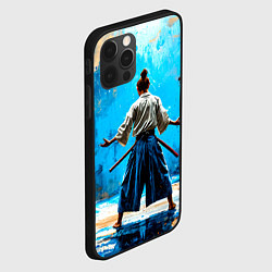 Чехол для iPhone 12 Pro Max Боец айкидо на синем, цвет: 3D-черный — фото 2