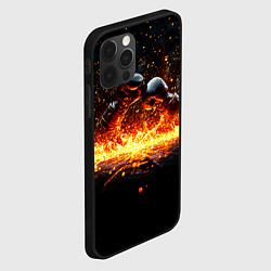 Чехол для iPhone 12 Pro Max Кикбоксеркие перчатки в огне, цвет: 3D-черный — фото 2