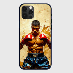 Чехол для iPhone 12 Pro Max Муай Тай боец в бежевом, цвет: 3D-черный