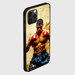 Чехол для iPhone 12 Pro Max Муай Тай боец в бежевом, цвет: 3D-черный — фото 2