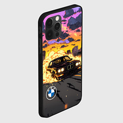 Чехол для iPhone 12 Pro Max BMW огонь из под колес, цвет: 3D-черный — фото 2