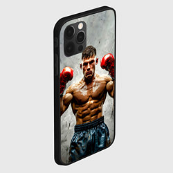 Чехол для iPhone 12 Pro Max Боксер на сером, цвет: 3D-черный — фото 2