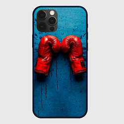 Чехол для iPhone 12 Pro Max Бойцовские перчатки на синем, цвет: 3D-черный