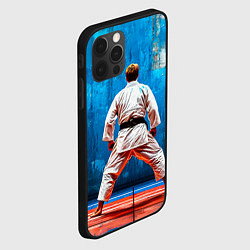 Чехол для iPhone 12 Pro Max Дзюдоист на синем, цвет: 3D-черный — фото 2