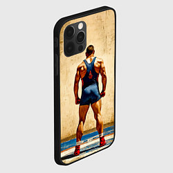 Чехол для iPhone 12 Pro Max Греко-римский борец на бежевом, цвет: 3D-черный — фото 2