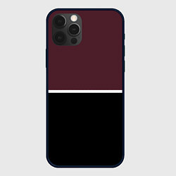 Чехол для iPhone 12 Pro Max Сливовый чёрный с белой полоской, цвет: 3D-черный
