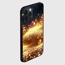 Чехол для iPhone 12 Pro Max Золотые частички на черной текстуре, цвет: 3D-черный — фото 2