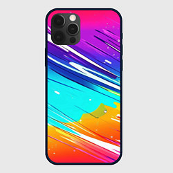 Чехол для iPhone 12 Pro Max Радужные брызги краски текстура, цвет: 3D-черный