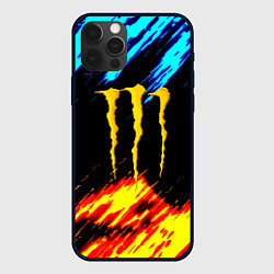 Чехол для iPhone 12 Pro Max Monster energy текстура огненная, цвет: 3D-черный