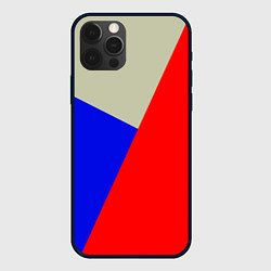 Чехол для iPhone 12 Pro Max Серо-сине-красный трёхцветный, цвет: 3D-черный