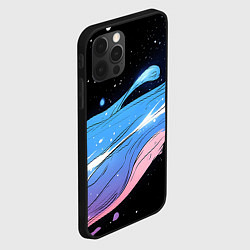 Чехол для iPhone 12 Pro Max Синяя волна на черном - текстура, цвет: 3D-черный — фото 2
