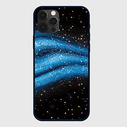 Чехол для iPhone 12 Pro Max Синяя абстрактная текстура на черном, цвет: 3D-черный