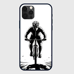 Чехол для iPhone 12 Pro Max Велосипедист чб, цвет: 3D-черный