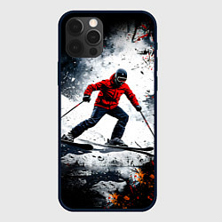 Чехол для iPhone 12 Pro Max Лыжник в движении, цвет: 3D-черный