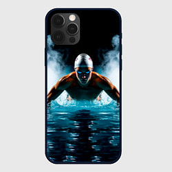 Чехол для iPhone 12 Pro Max Плавание брассом в дыму, цвет: 3D-черный