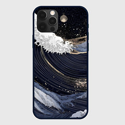 Чехол для iPhone 12 Pro Max Волны моря с блестками, цвет: 3D-черный