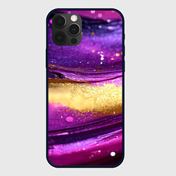 Чехол для iPhone 12 Pro Max Фиолетовая текстура с блестяшками, цвет: 3D-черный