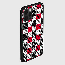 Чехол для iPhone 12 Pro Max Черно-красный с белым пэчворк в горошек, цвет: 3D-черный — фото 2