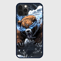 Чехол для iPhone 12 Pro Max Медведь в молниях и облаках, цвет: 3D-черный