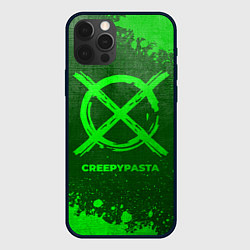 Чехол для iPhone 12 Pro Max CreepyPasta - green gradient, цвет: 3D-черный