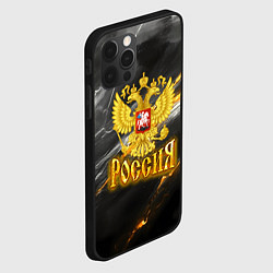 Чехол для iPhone 12 Pro Max Россия черно-желтый фон, цвет: 3D-черный — фото 2
