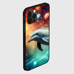 Чехол для iPhone 12 Pro Max Галактический дельфин - неоновый космос, цвет: 3D-черный — фото 2